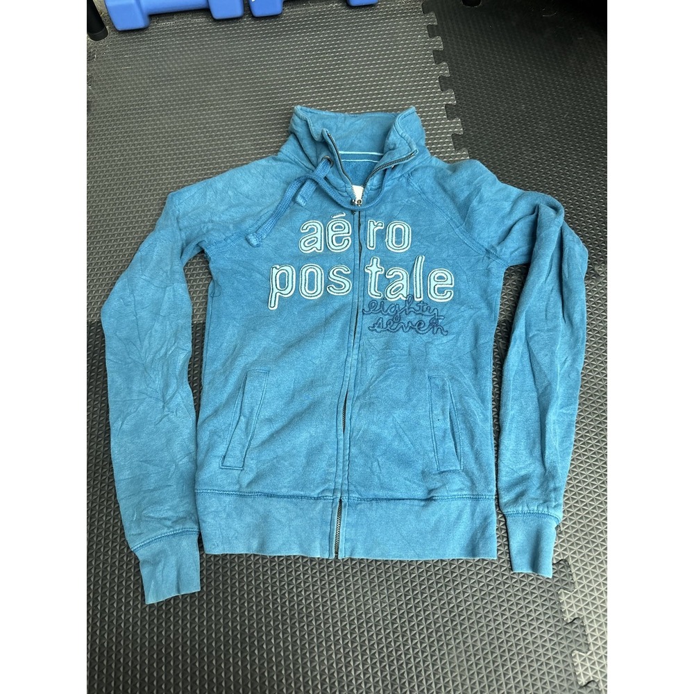 Aeropostale Women's XS‎ Blue Full Zip Hoodie Sweatshirt Activewear